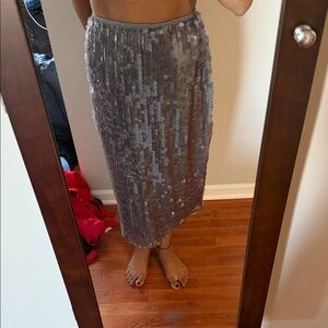 Old Navy Gray Sequin Pencil Skirt